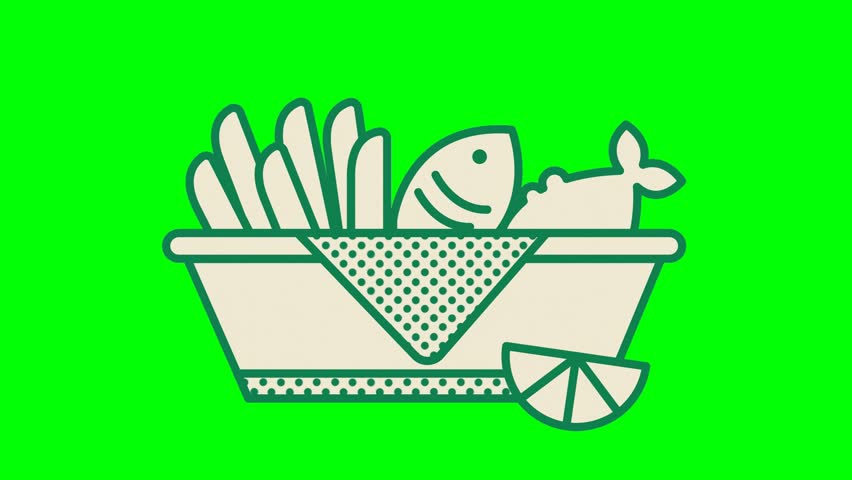 Animated Food Logo Icon on Green Screen Restaurant Branding Motion Clip