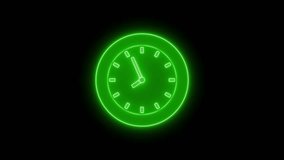 Simple analog glowing neon clock isolated animation - Powered by Shutterstock - Get 15% off with code: PIKWIZARD15