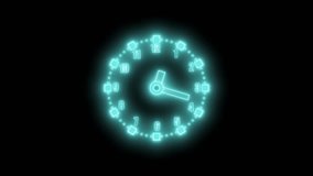 Abstract Glowing Clock Isolated Animation, Abstract glowing clock with hue and geometric shapes as numbers - Powered by Shutterstock - Get 15% off with code: PIKWIZARD15