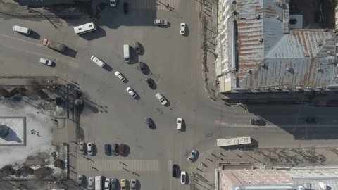 Aerial View of Theater Square in Ryazan on a Sunny Winter Day