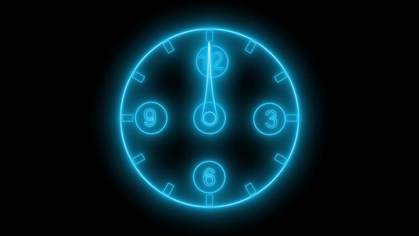 Glowing Neon Analog Clock Animation, Classic Analog Countdown Timer - Powered by Shutterstock - Get 15% off with code: PIKWIZARD15