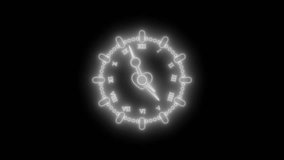 Glowing Neon Clock with Roman Numerals Animation, Neon Clock Ticking Down, Countdown Animation with Smooth Motion - Powered by Shutterstock - Get 15% off with code: PIKWIZARD15