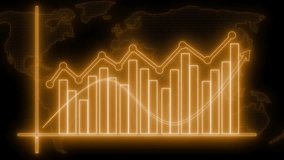 Data Analytics Neon Bar Chart Visualization, Glowing Graphs on World Map Background - Powered by Shutterstock - Get 15% off with code: PIKWIZARD15