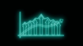 Neon Light Data Visualization Animation, Neon Graph with Upward Trend Arrows - Powered by Shutterstock - Get 15% off with code: PIKWIZARD15