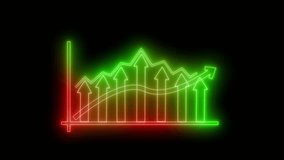 Neon Light Data Visualization Animation, Neon Graph with Upward Trend Arrows - Powered by Shutterstock - Get 15% off with code: PIKWIZARD15