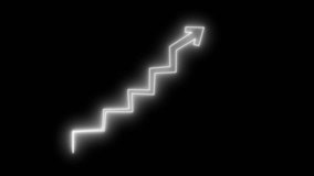 Futuristic Digital Business Data Bar Graph in Neon Light Animation, Glowing Zigzag Arrow on Black Background - Powered by Shutterstock - Get 15% off with code: PIKWIZARD15