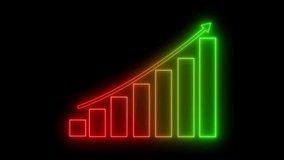 Neon Bar Chart with Upward Arrow, Business Graph Animation in Neon Style for Corporate Use - Powered by Shutterstock - Get 15% off with code: PIKWIZARD15