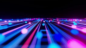 Extreme closeup on Artificial intelligence big data processing flow animation. Quantum computing core with data travelling and logic operations. Futuristic technology processor. - Powered by Shutterstock - Get 15% off with code: PIKWIZARD15