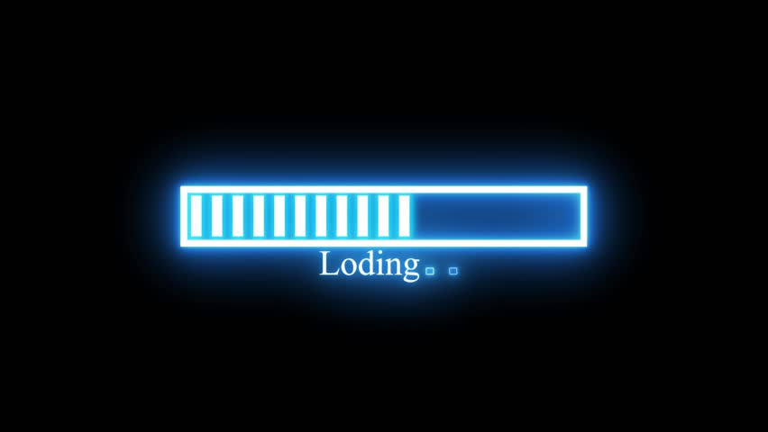 Seamless Loop Animation of Glowing Neon Loading Progress Bar, Red Glowing Loading Bar with Typo