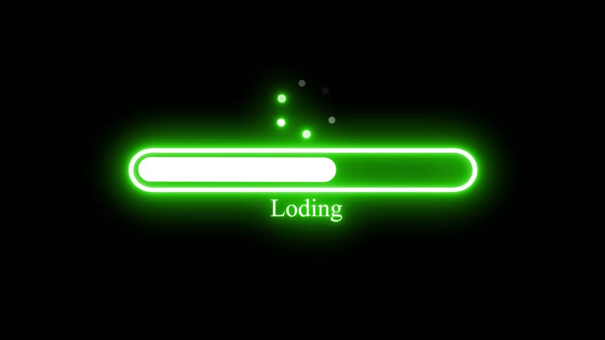 Neon Glowing Progress Bar Loop Animation for HUD Design, Glowing Loading Bar with Typo