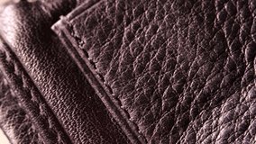 Black Tanned Leather with Stitched Lines Being Scratched and Checked by Artisan Finger, Close Up Hand Motion Detail, Craftsmanship Quality Inspection,Precise Material Handling, Leatherwork Maintenance - Powered by Shutterstock - Get 15% off with code: PIKWIZARD15