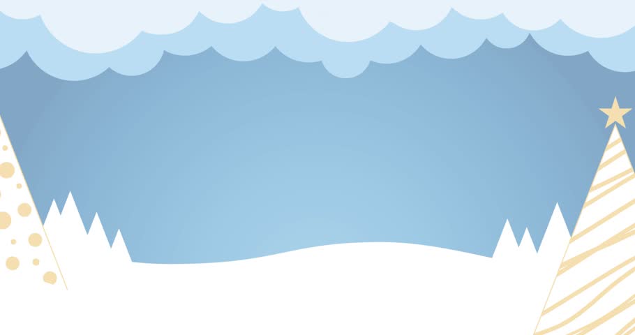 Santa Claus running under the snow Cartoon Animation. Little Santa cute Animation running with a big bag and a Golden Bell. 4k 16-9 video Format