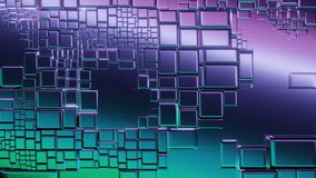 Abstract geometric background, metallic cubes blocks, varying sizes. Dynamic futuristic design, vibrant purple teal gradient. Glowing edges, digital technology concept. Modern, data, network. - Powered by Shutterstock - Get 15% off with code: PIKWIZARD15