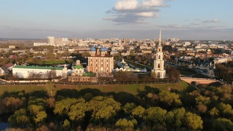 Panoramic View of Ryazan Kremlin at Sunset in Spring