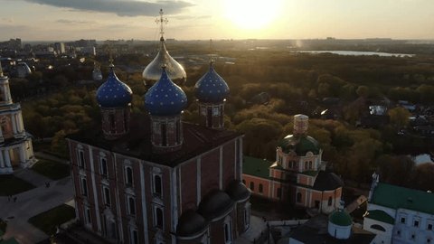 Panoramic View of Ryazan Kremlin at Sunset