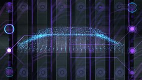 Futuristic Digital Circuitry Neon Data Wave In Dark Tech Scene. A neon lit, futuristic digital scene featuring circuitry patterns, glowing data waves, and purple lines. Ideal for technology - Powered by Shutterstock - Get 15% off with code: PIKWIZARD15
