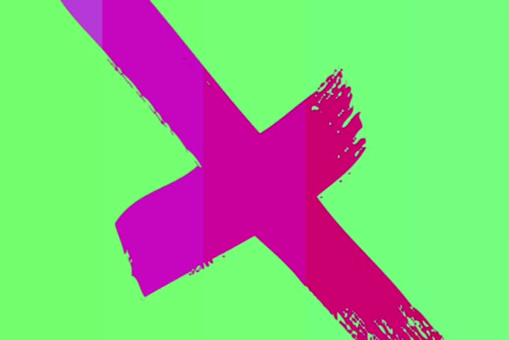 A brief, vibrant chroma key video featuring an abstract, colorful transition that quickly reveals the animated text "WHAT?" (or just "T?" depending on the frame) before fading out.