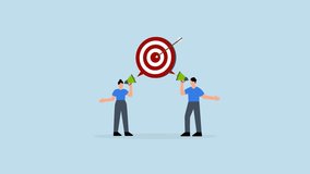 Effective communication for team success and achieve goal, 4k animation of Business individuals communicate with a megaphone towards the same objective. - Powered by Shutterstock - Get 15% off with code: PIKWIZARD15