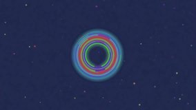 Colorful circular rings rotating around their axis with glowing particles on a dark background. Abstract motion design resembling a black hole or energy vortex. - Powered by Shutterstock - Get 15% off with code: PIKWIZARD15