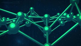 Camera pulling back green lattice pulsing rods rotating code columns appearing revealing core icons. Network, neural, nodes, glow, neon, digital, futuristic - Powered by Shutterstock - Get 15% off with code: PIKWIZARD15