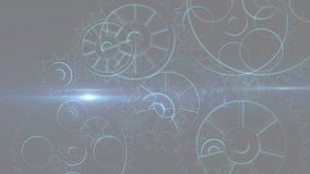 Gears moving flare framing football player entering adjusting helmet holding ball showing readiness. Athlete, neon, blue, holographic, overlay, motion, studio - Powered by Shutterstock - Get 15% off with code: PIKWIZARD15