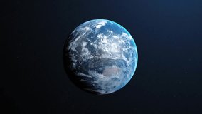 Scan starting, Earth rotating while HUD filling, counter updating, waveform pulsing for scan. Planet, space, starfield, orbital, minimalist, futuristic, telemetry - Powered by Shutterstock - Get 15% off with code: PIKWIZARD15