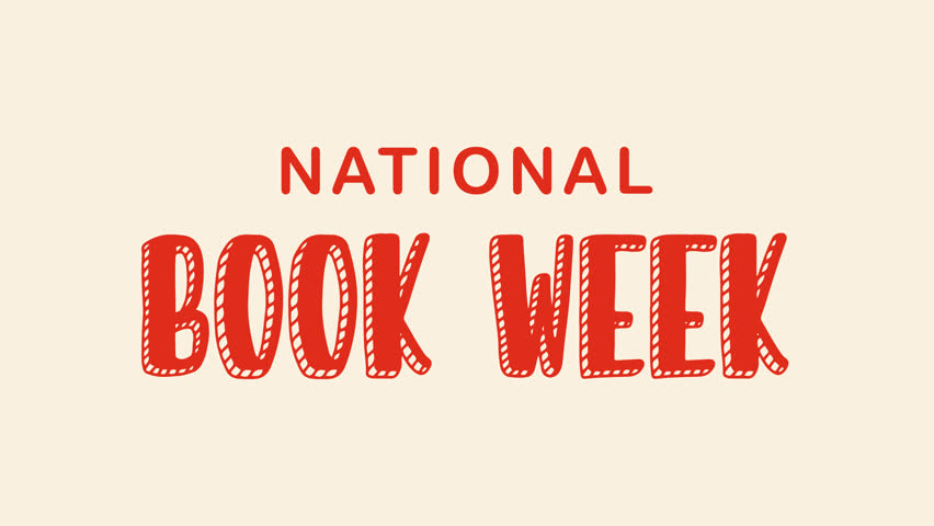 National book week text animation. Suitable for promoting literacy events, bookstores, and educational campaigns.