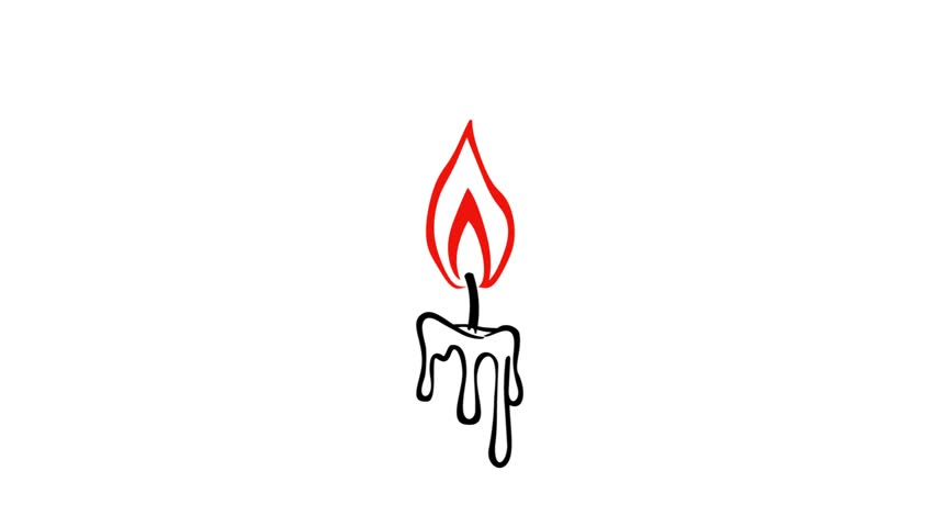 A minimalist line drawing of a lit candle with a red flame and melting wax on a white background. - Powered by Shutterstock - Get 15% off with code: PIKWIZARD15