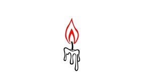 A minimalist line drawing of a lit candle with a red flame and melting wax on a white background. - Powered by Shutterstock - Get 15% off with code: PIKWIZARD15