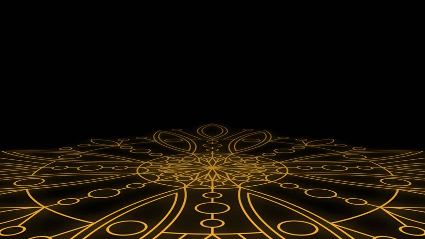 Geometric mandala in yellow with a neon glow, rotating on its axis at the bottom of the screen - Powered by Shutterstock - Get 15% off with code: PIKWIZARD15