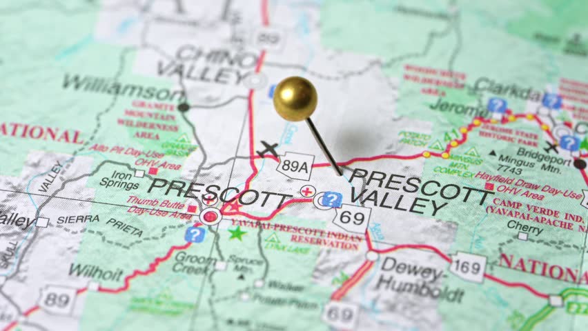 Prescott, Prescott Valley, AZ Arizona USA, US Map Pin, City Location