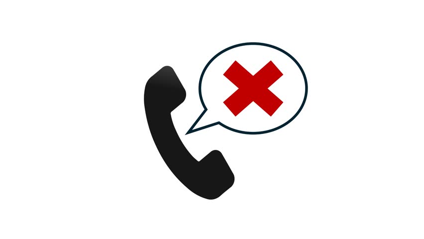 Customer Support Unavailable Animation. Phone Call Icon with Red X. No Service. Offline.