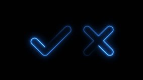 glowing neon blue checkmark icon animation with black background, checkmark animation video, blue checkmark animation - Powered by Shutterstock - Get 15% off with code: PIKWIZARD15