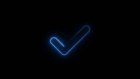 glowing neon blue checkmark icon animation with black background, checkmark animation video, blue checkmark animation - Powered by Shutterstock - Get 15% off with code: PIKWIZARD15