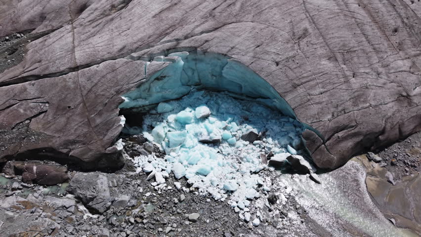 Cracked turquoise glacier ice in Morteratsch, serene and majestic nature