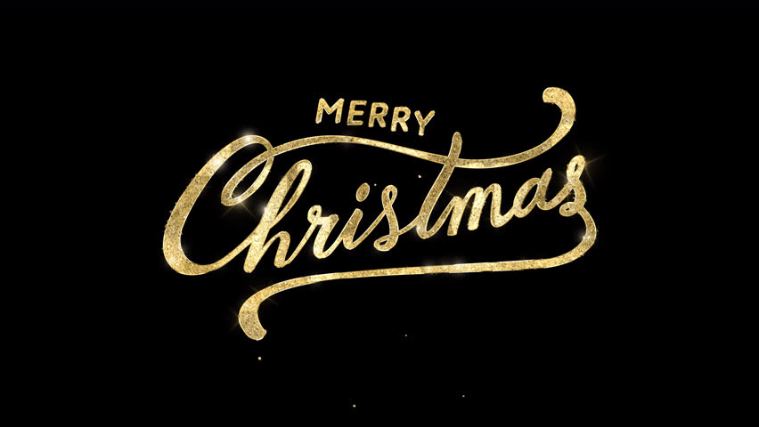 Merry christmas text animation with gold color in transparent background