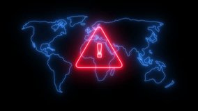 A glowing red triangle warning sign appears on a digital map, symbolizing cyber threat, data breach or emergency alert in a futuristic interface system map data processing and map attack on the server - Powered by Shutterstock - Get 15% off with code: PIKWIZARD15