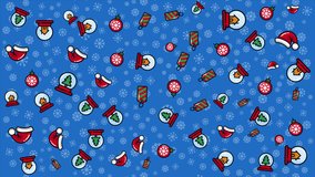 4k animated of seamless christmas pattern with snow falling on blue background. - Powered by Shutterstock - Get 15% off with code: PIKWIZARD15
