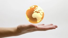 Glass globe spins and floats gently above a still hand, glowing in golden, orange, and yellow tones, creating a magical, elegant, and visually striking abstract scene. - Powered by Shutterstock - Get 15% off with code: PIKWIZARD15