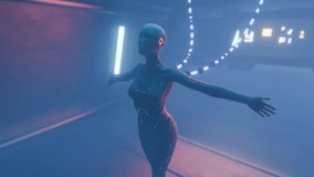 Artificial humanoid cyborg connected to glowing cables in a dark futuristic lab, being powered or activated, symbolizing AI technology, robotics, and human–machine integration. - Powered by Shutterstock - Get 15% off with code: PIKWIZARD15