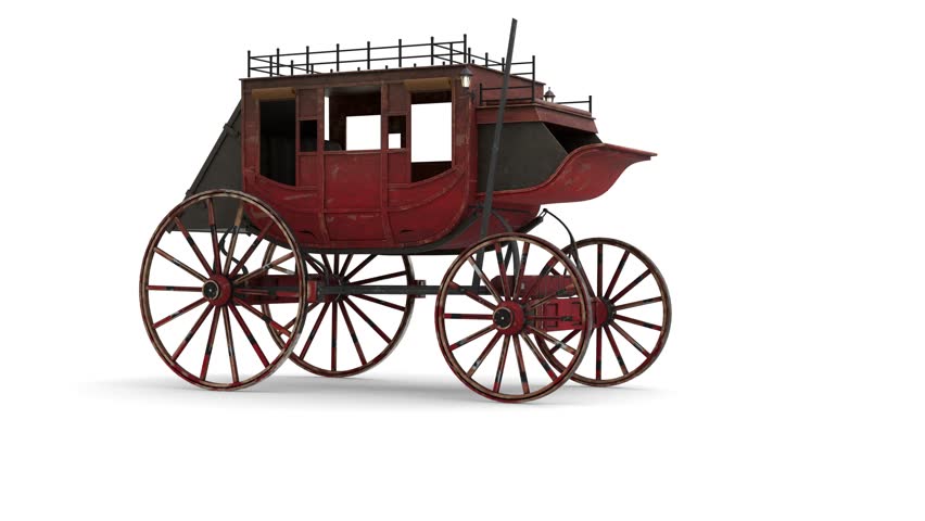 old worn stagecoach. 3d and computer rendering animation video with 4k resolution.