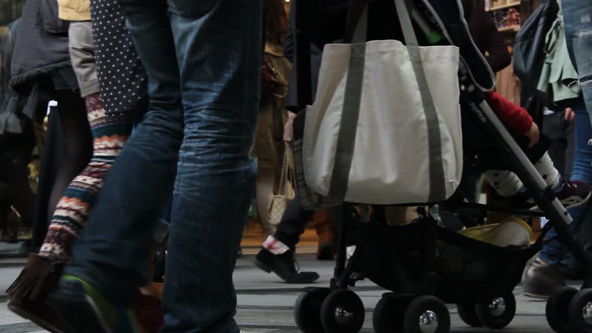 People walking in Osaka shopping district