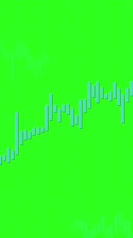 Vertical animation of a blue financial bar chart increasing, set against a vivid green background
