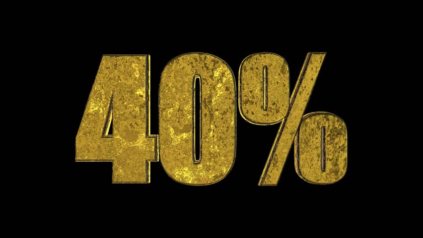 40 Percent Golden 3D Text Animation with Glossy Metallic Texture and Cinematic Lighting on Black Background - Powered by Shutterstock - Get 15% off with code: PIKWIZARD15