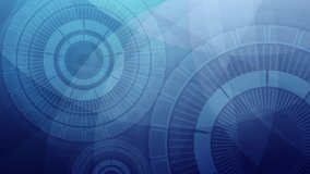 Loopable abstract technology background with rotating concentric rings wheels and subtle geometric shapes in blue, high-tech connection, strategy and innovation, process of digital analysis - Powered by Shutterstock - Get 15% off with code: PIKWIZARD15