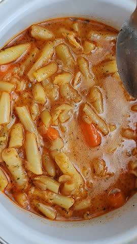 Traditional Balkan-style cooked green beans.