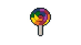 8-bit pixel art rainbow lollipop. sweets icons set. looped animation 4k 30fps - Powered by Shutterstock - Get 15% off with code: PIKWIZARD15