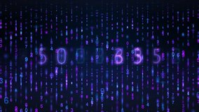 Abstract Neon Numbers Light Trails Of Digital Data. Vivid abstract image featuring glowing numbers in purple and blue against a dark backdrop, evoking digital data, coding, and futuristic technology - Powered by Shutterstock - Get 15% off with code: PIKWIZARD15