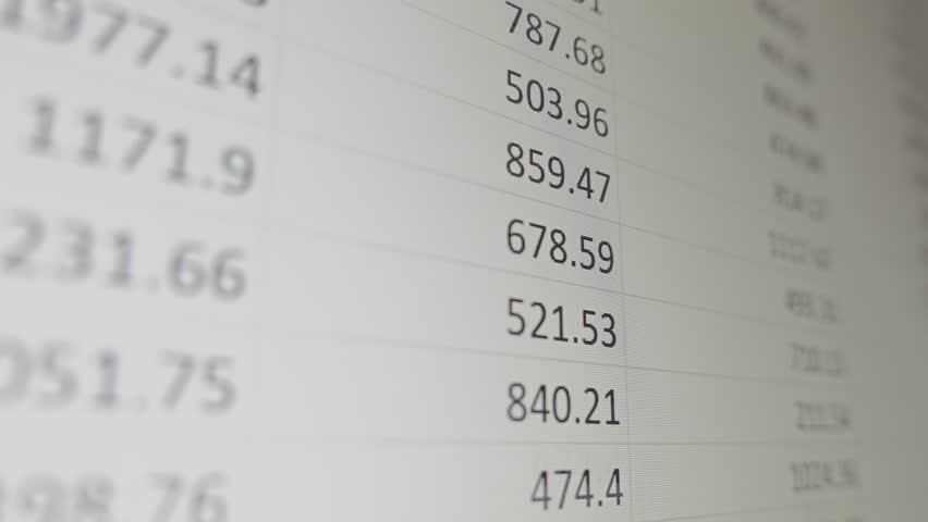 Detailed view of financial data from a spreadsheet