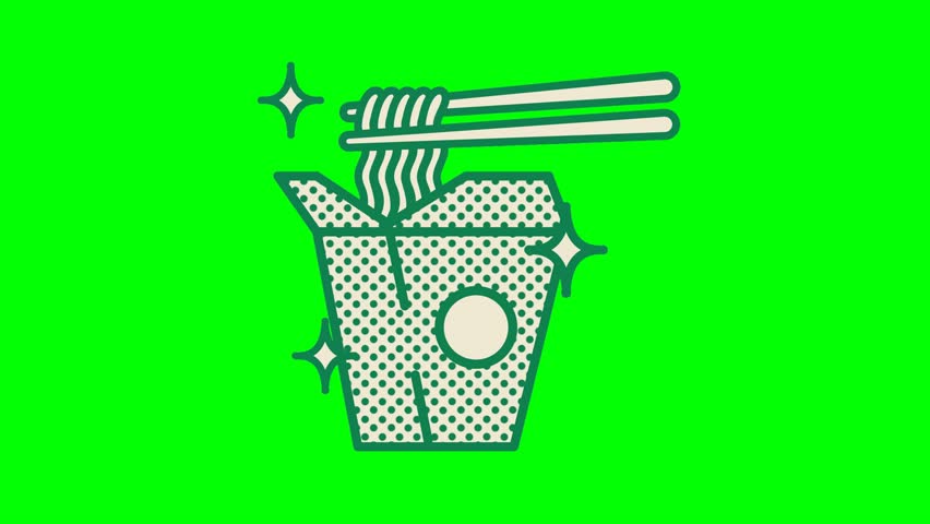 Animated Noodles on Green Screen Hot Asian Food Motion Clip for Restaurant Promo and Video Editing